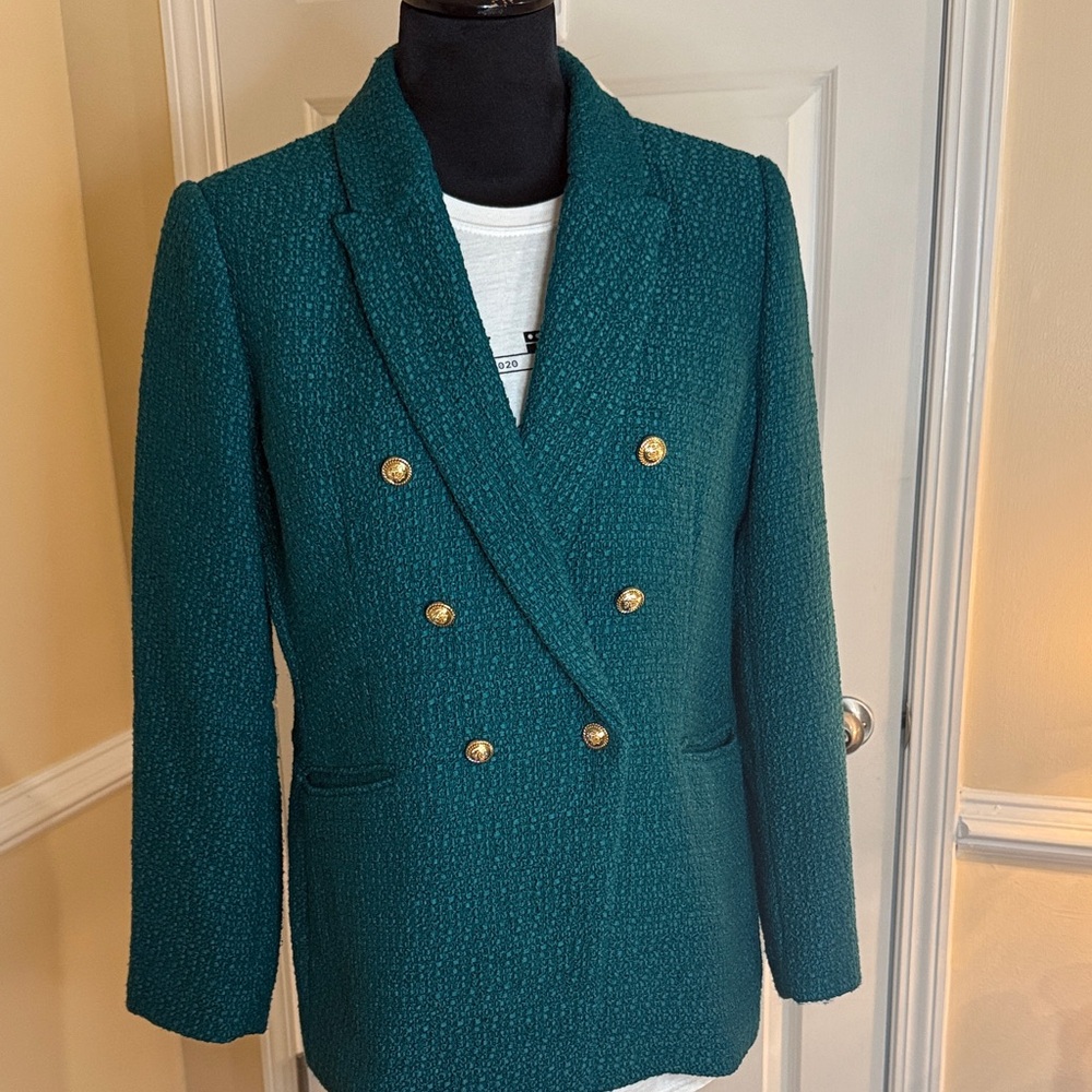 Rachel Zoe Green Double-Breasted Blazer.
